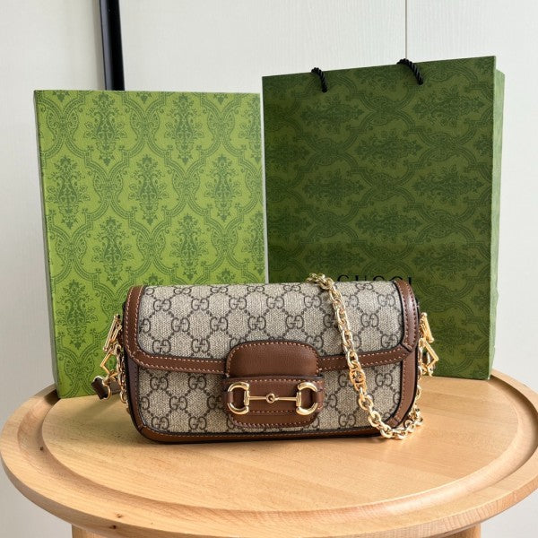 GG Horsebit 1955 Monogram Crossbody Shoulder Bag (Brown - 987)