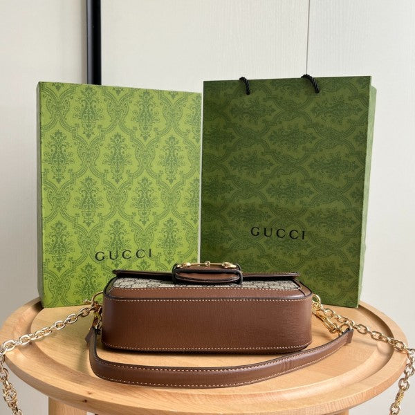 GG Horsebit 1955 Monogram Crossbody Shoulder Bag (Brown - 987)