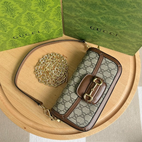 GG Horsebit 1955 Monogram Crossbody Shoulder Bag (Brown - 987)