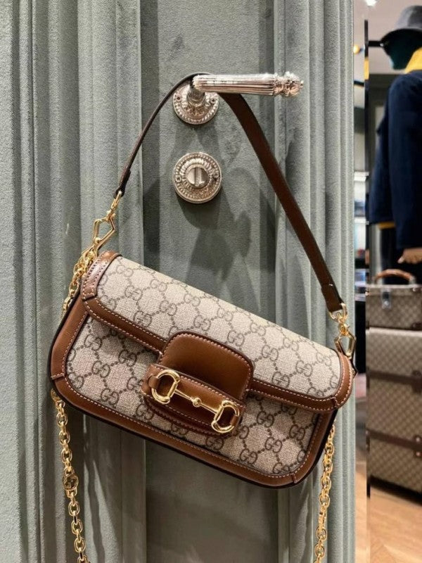 GG Horsebit 1955 Monogram Crossbody Shoulder Bag (Brown - 987)