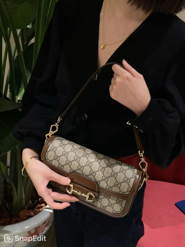 GG Horsebit 1955 Monogram Crossbody Shoulder Bag (Brown - 987)
