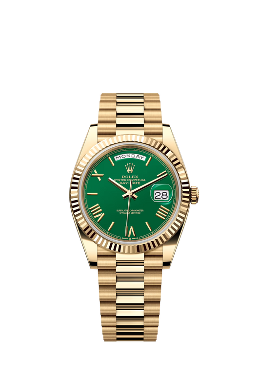 Day-Date 40 Yellow Gold Green Ombre Roman Numeral Dial