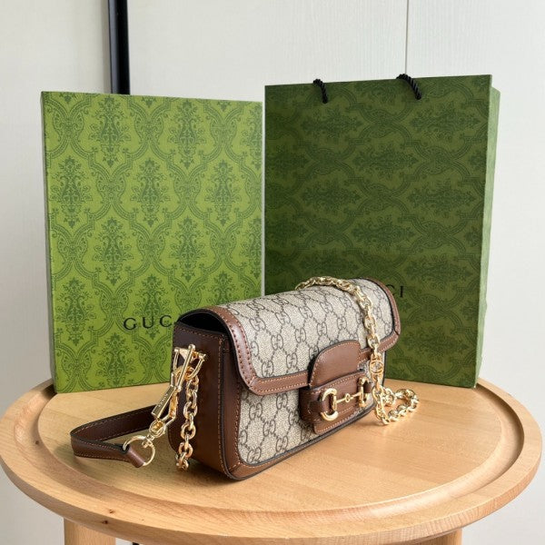 GG Horsebit 1955 Monogram Crossbody Shoulder Bag (Brown - 987)